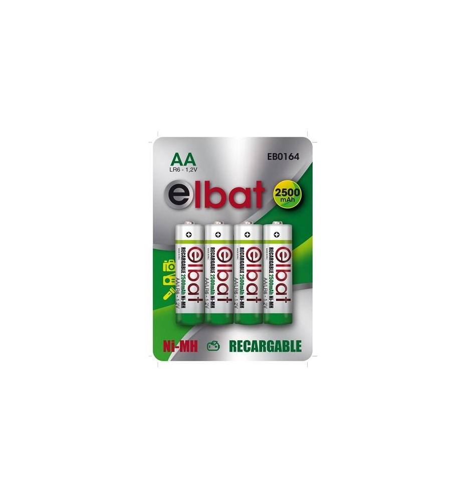 PACK 4 PCS PILAS RECARGABLES AA 2500MAH ELBAT