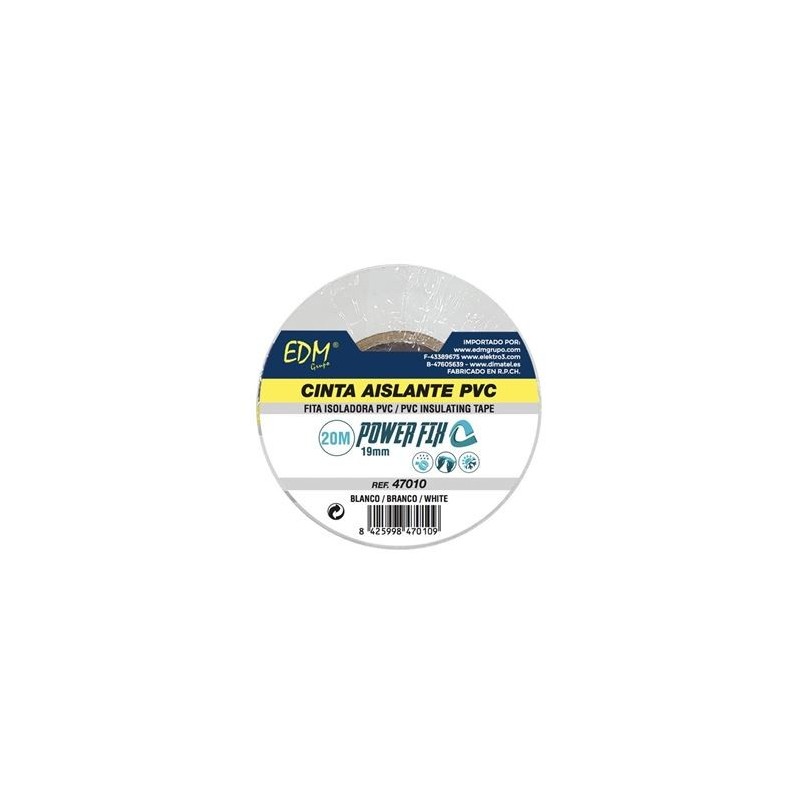 CINTA AISLANTE 20MX19MM BLANCA EDM CINTA AISLANTE 20MX19MM BLANCA EDM