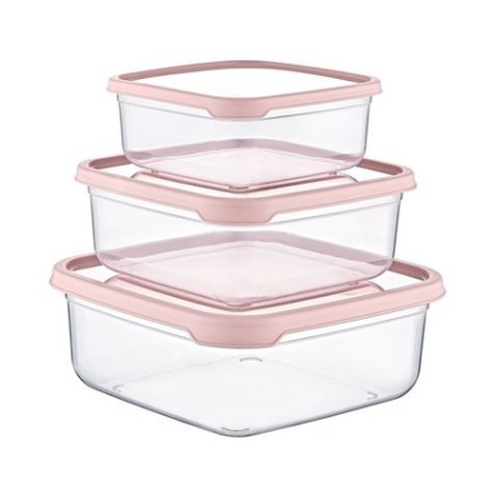 SET 3 TUPPER CUADRADOS ROSA 400-800-1400ML