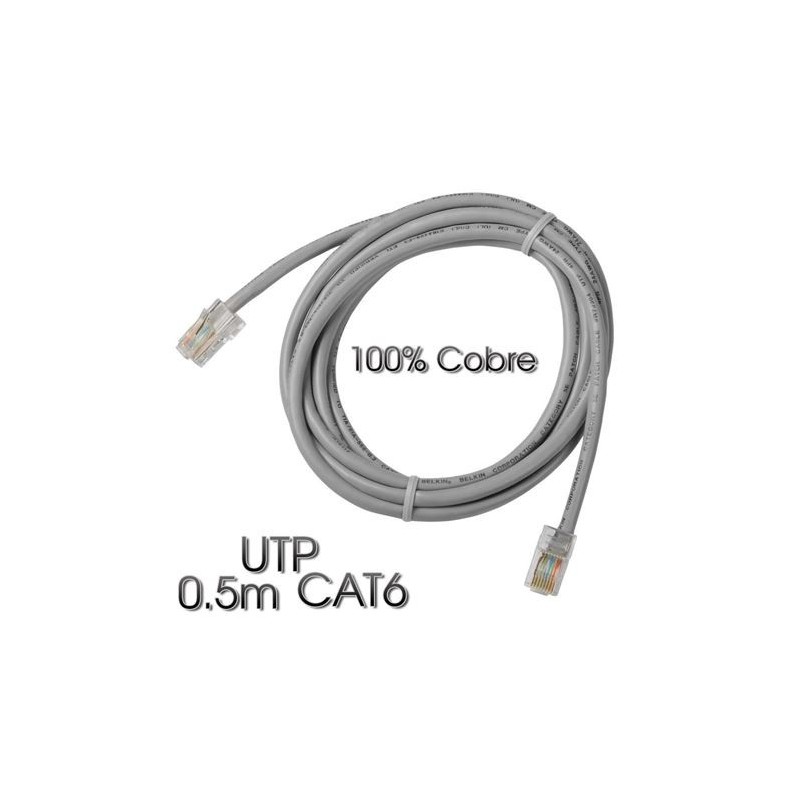 CABLE DE RED UTP CAT 6 0.5M GRIS CLARO 100% COBRE CROMAD CABLE DE RED UTP CAT 6 0.5M GRIS CLARO 100% COBRE CROMAD