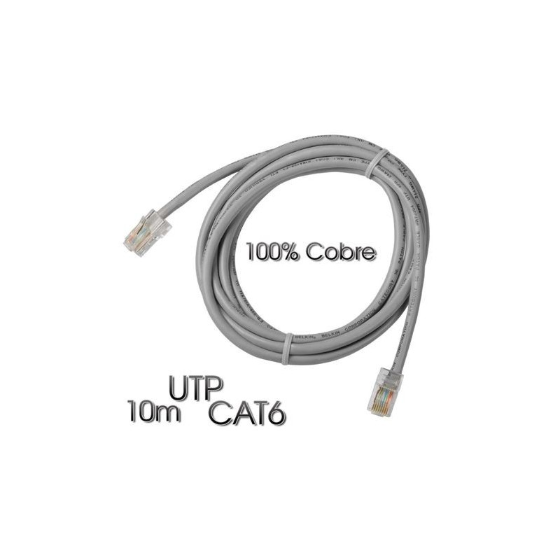 CABLE DE RED UTP CAT 6 10M GRIS CLARO 100% COBRE CROMAD