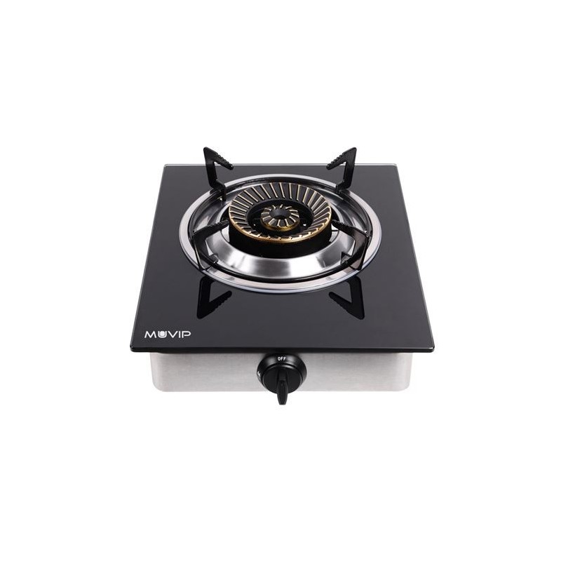 COCINA GAS INOX 1 FUEGO CRISTAL TEMPLADO MUVIP