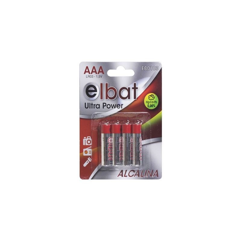 PACK 4 PCS PILAS ALCALINAS LR03/AAA ELBAT PACK 4 PCS PILAS ALCALINAS LR03/AAA ELBAT