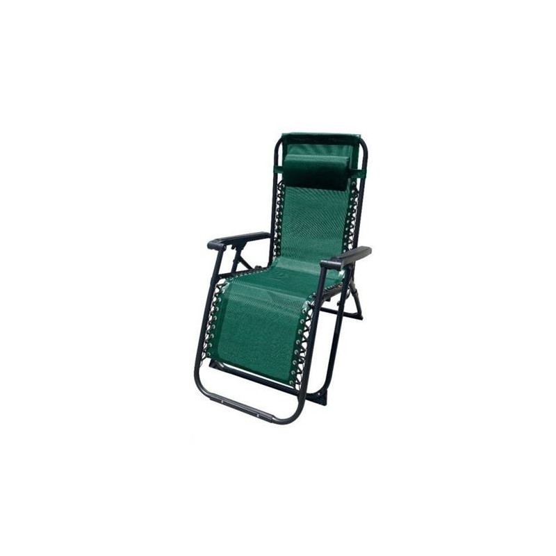 TUMBONA PLEGABLE VERDE DE ACERO CON COJIN CERVICAL