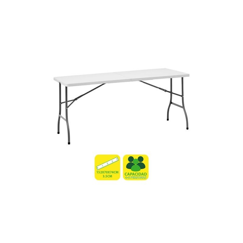 MESA DE RESINA PLEGABLE 152X70X74CM 3.5CM SUNGARDEN