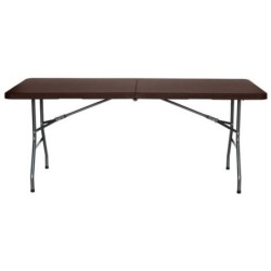 MESA DE RESINA PLEGABLE EFECTO RATÁN 180X74X74CM 3.5CM SUNGARDEN