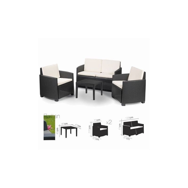 SET DE JARDIN 4 PLAZAS + MESA CENTRO ANTRACITA SET DE JARDIN 4 PLAZAS + MESA CENTRO ANTRACITA