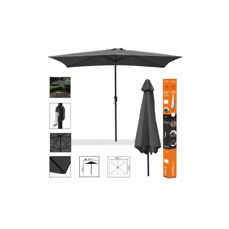 SOMBRILLA JARDIN 3X2 METROS ANTRACITA