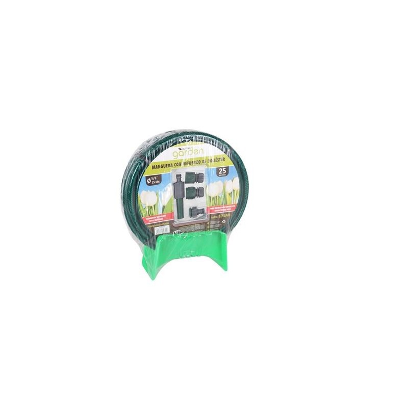 MANGUERA REFORZADA 25 METROS CON ACCESORIOS Y COLGADOR LITTLE GARDEN MANGUERA REFORZADA 25 METROS CON ACCESORIOS Y COLGADOR LITTLE GARDEN