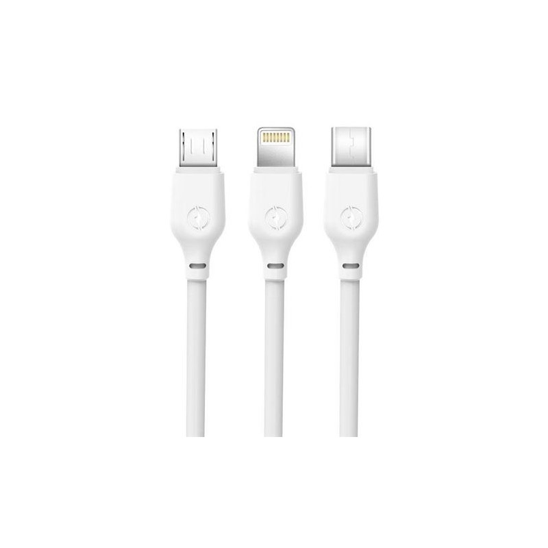 CABLE NB103 CARGA RAPIDA 3 EN 1 | MICRO + TIPO C + LIGHTNING A USB | BLANCO CABLE NB103 CARGA RAPIDA 3 EN 1 | MICRO + TIPO C + LIGHTNING A USB | BLANCO