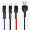 CABLE NB54 CARGA RAPIDA CORDON 3 EN 1 | MICRO + TIPO C + LIGHTNING A USB XO