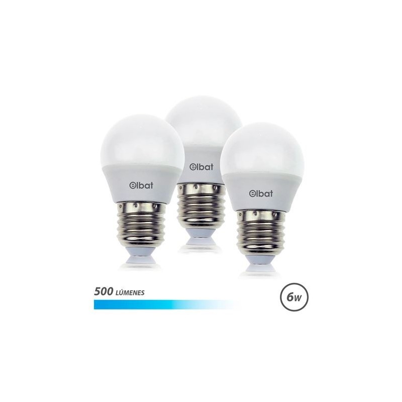 PACK 3 BOMBILLAS LED G45 | 6W | 500LM | E27 | LUZ FRIA | ELBAT PACK 3 BOMBILLAS LED G45 | 6W | 500LM | E27 | LUZ FRIA | ELBAT
