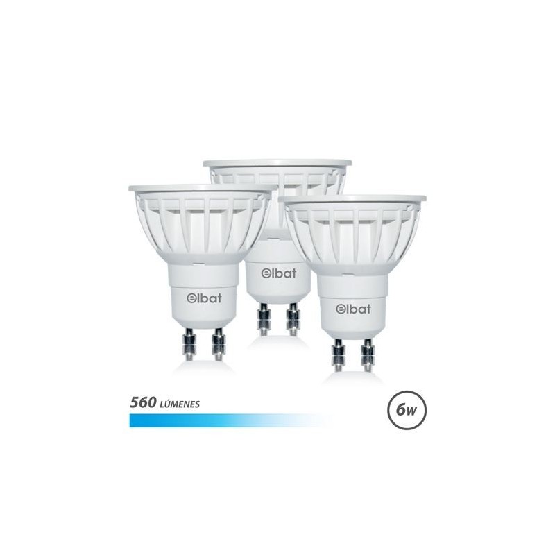 PACK 3 BOMBILLAS LED GU10 | 6W | 560LM | LUZ FRIA | ELBAT PACK 3 BOMBILLAS LED GU10 | 6W | 560LM | LUZ FRIA | ELBAT