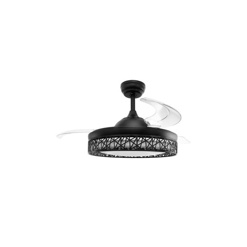 VENTILADOR DE TECHO CON LUZ Y ASPAS RETRACTILES NEGRO JOCCA VENTILADOR DE TECHO CON LUZ Y ASPAS RETRACTILES NEGRO JOCCA