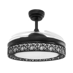 VENTILADOR DE TECHO CON LUZ Y ASPAS RETRACTILES NEGRO JOCCA