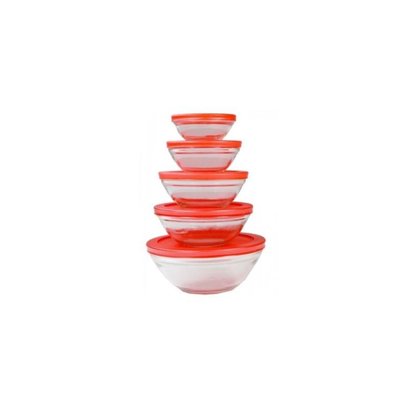 PACK 5 BOLES DE CRISTAL CON TAPA ROJO JOCCA