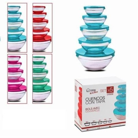 SET 5 TUPPER CRISTAL REDONDOS HERMETICOS C/ SURTIDOS