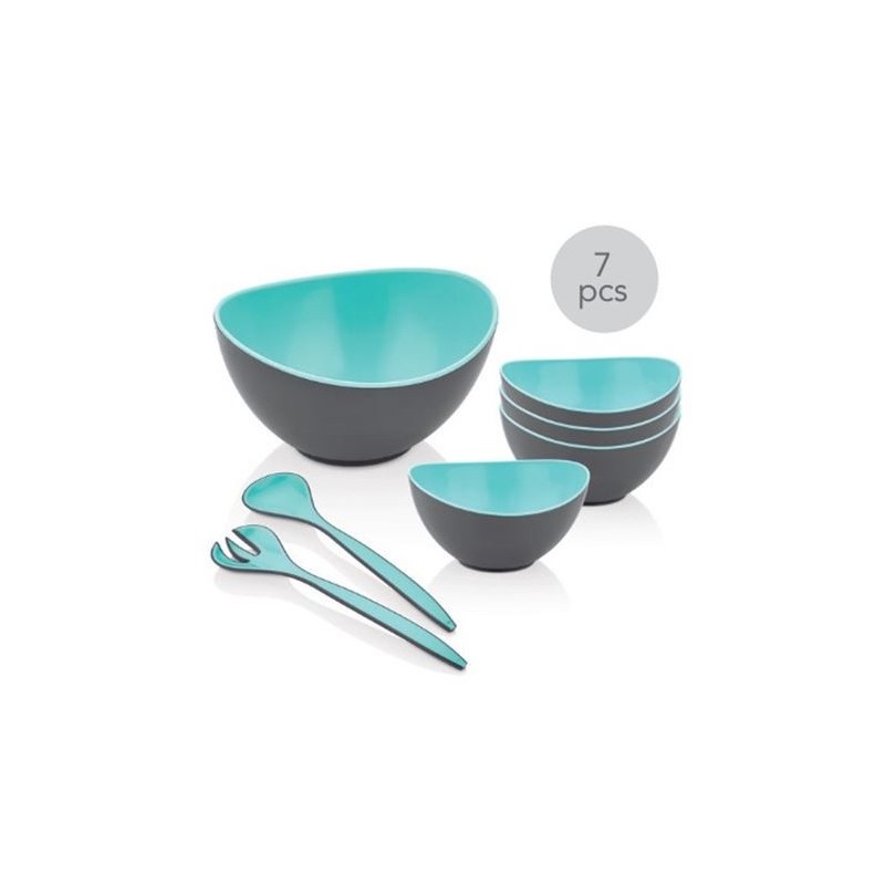 SET ENSALADERA CON CUENCOS Y UTENSILIOS BICOLOR