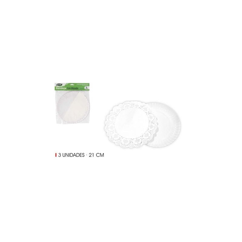 SET 3 BANDEJAS REDONDAS CON BLONDA 21CM ALGON