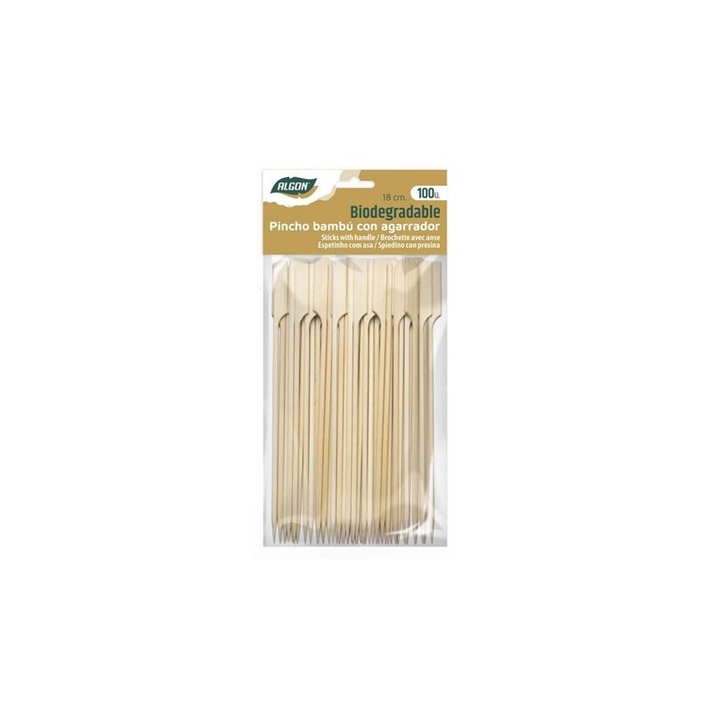 PACK 100 PINCHOS BAMBU CON AGARRADOR 18CM PACK 100 PINCHOS BAMBU CON AGARRADOR 18CM