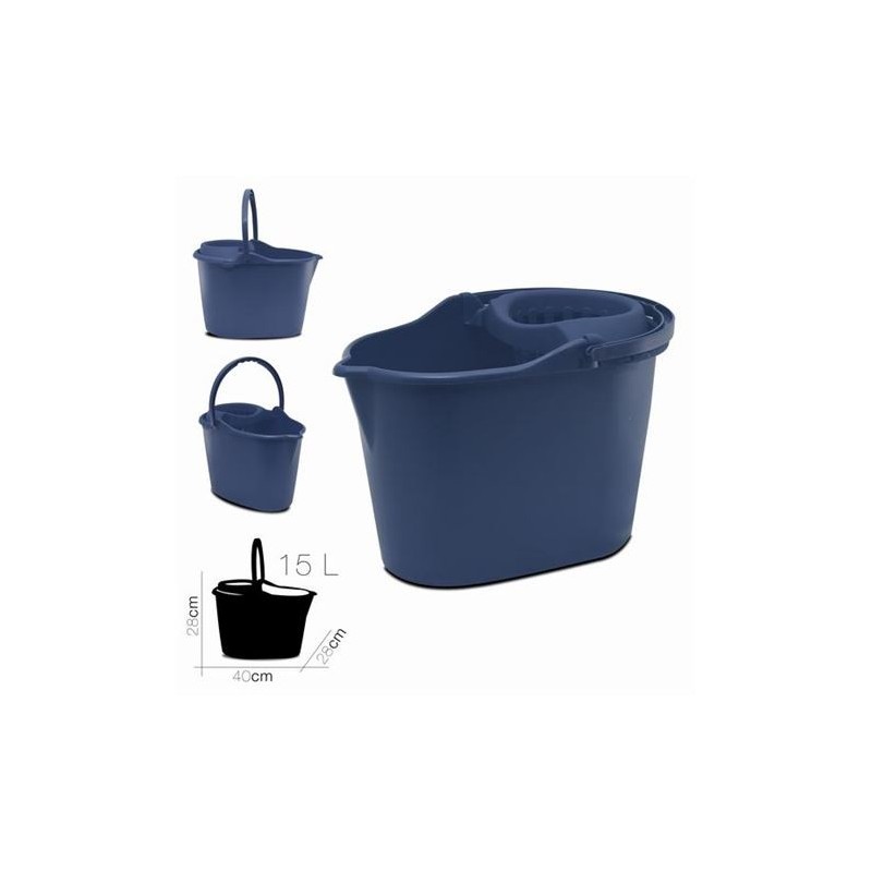 CUBO OVALADO CON ESCURRIDOR 15 LITROS AZUL CUBO OVALADO CON ESCURRIDOR 15 LITROS AZUL