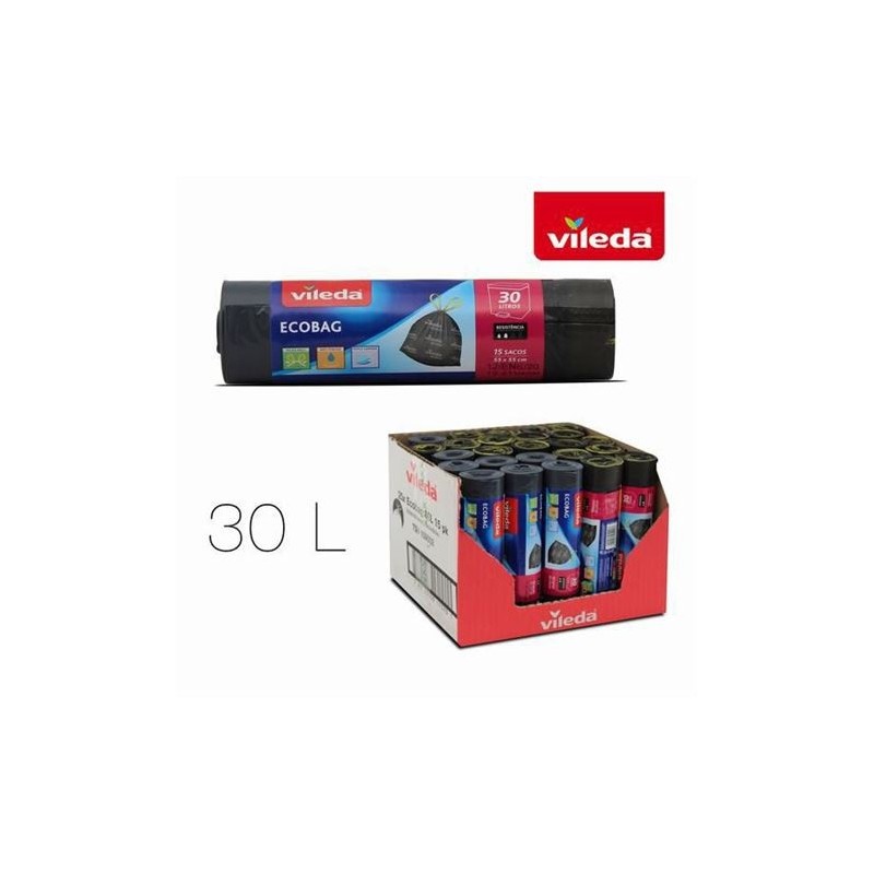 PACK 15 BOLSAS BASURA AUTOCIERRE ECOBAG 30 LITROS VILEDA PACK 15 BOLSAS BASURA AUTOCIERRE ECOBAG 30 LITROS VILEDA