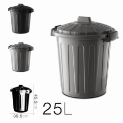 CUBO DE BASURA CON TAPA GRIS/NEGRO 25 LITROS OSKAR