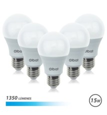 PACK 5 BOMBILLAS LED A60 | 15W | 1350LM | E27 | LUZ FRIA | ELBAT