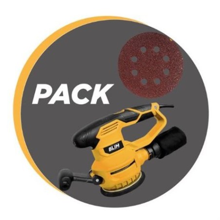 PACK LIJADORA ROTORBITAL 450W + JUEGO DE 40 LIJAS 150MM BLIM