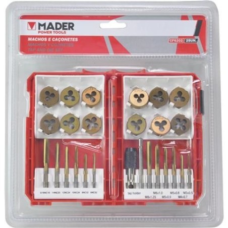 JUEGO MACHOS Y COJINETES 25PCS MADER